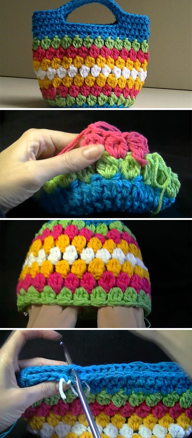 Cluster Stitch Crochet Bag Pattern Free Video Tutorial