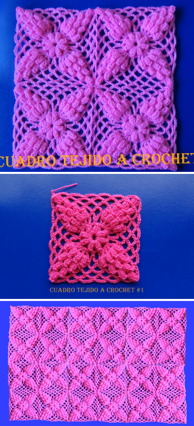 Popcorn Stitch Square Crochet Pattern Tutorial