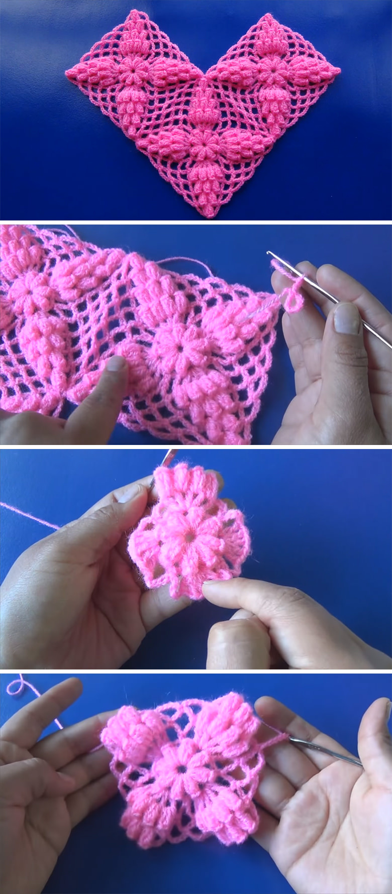 Popcorn Stitch Square Crochet Pattern 