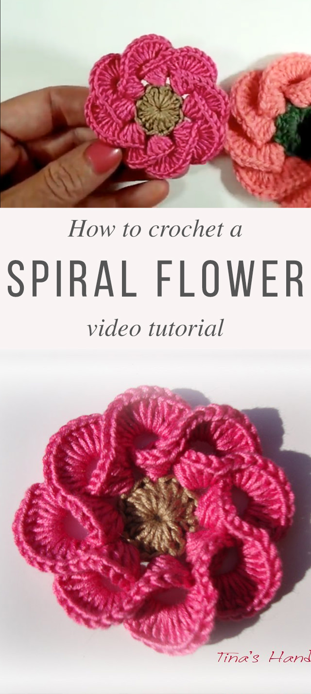 3D Spiral Flower Crochet Pattern Tutorial