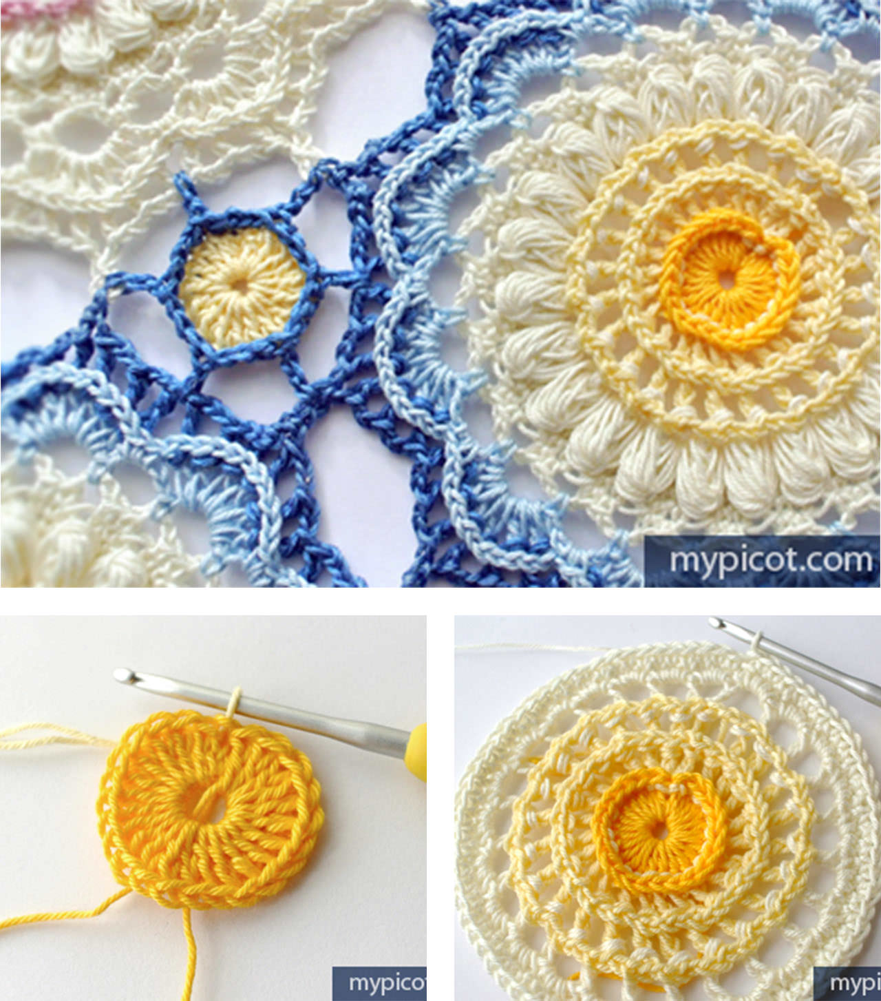 Crochet Lace Sunflower Doily