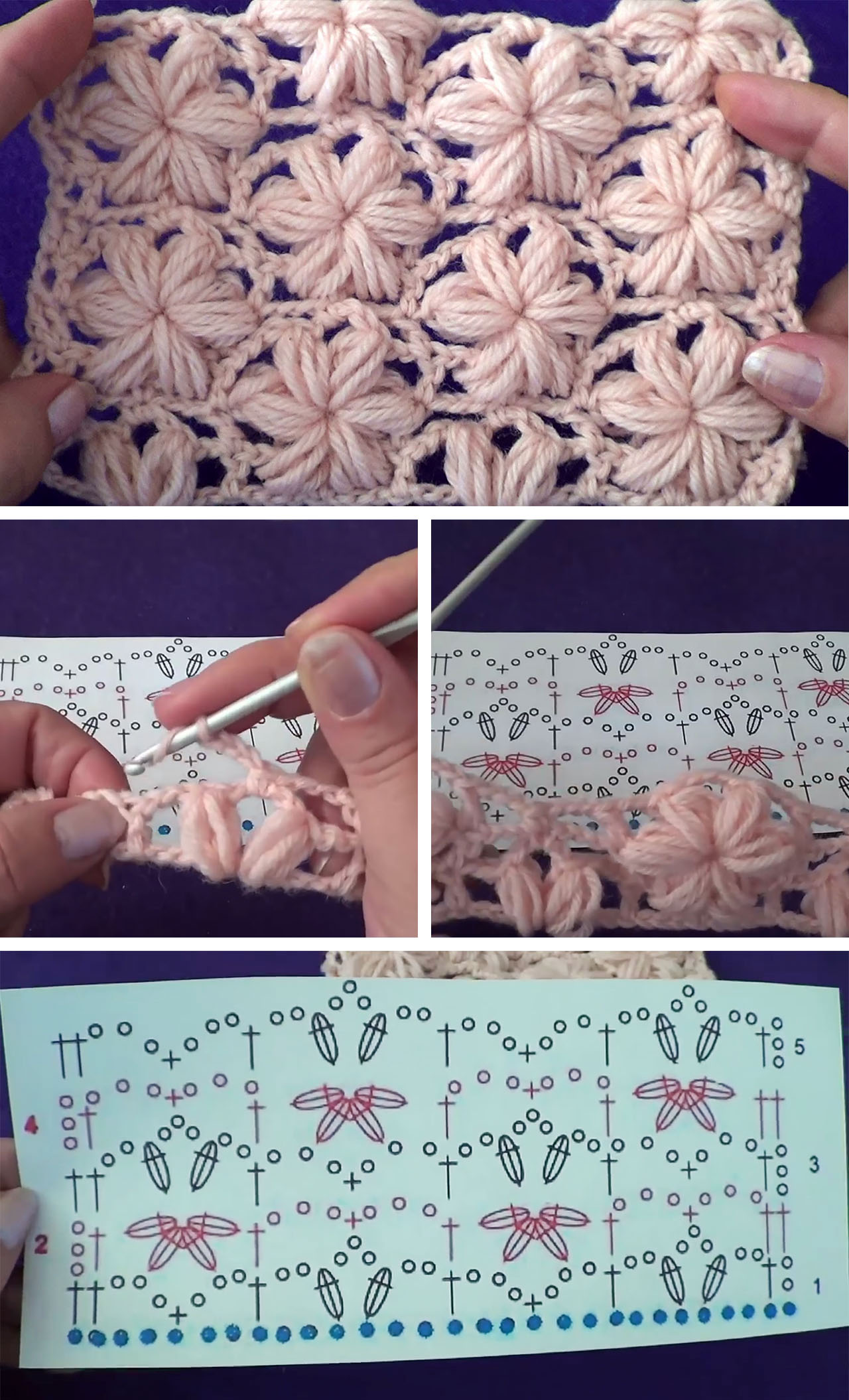 Puff Stitch Crochet Flower Pattern Tutorial