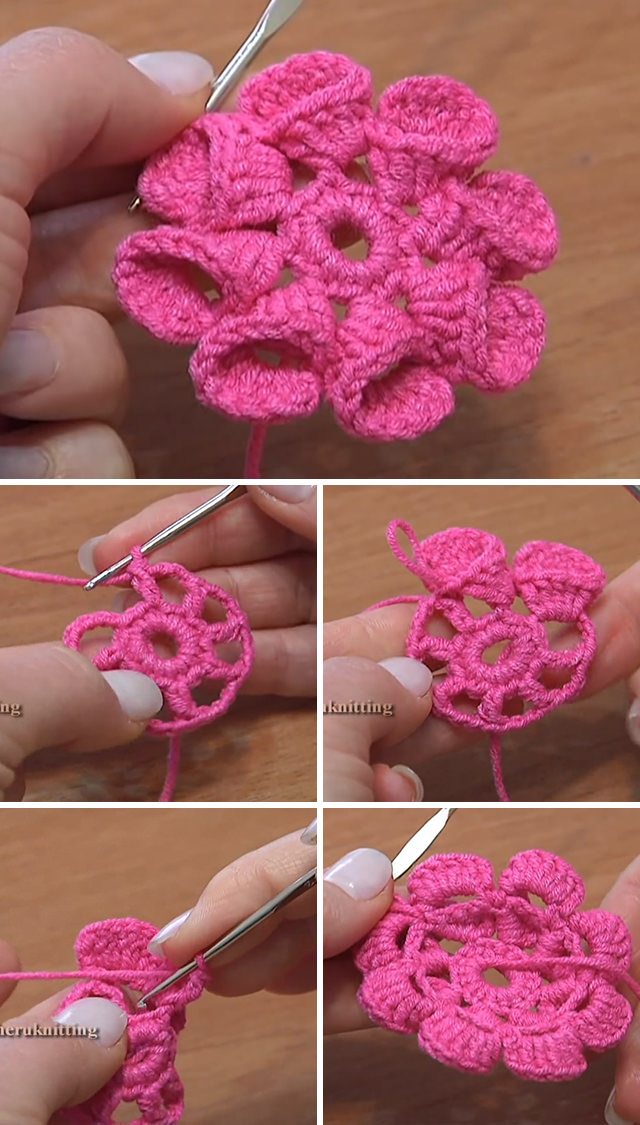 8 Petals Crochet Flowers Pattern Video Tutorial