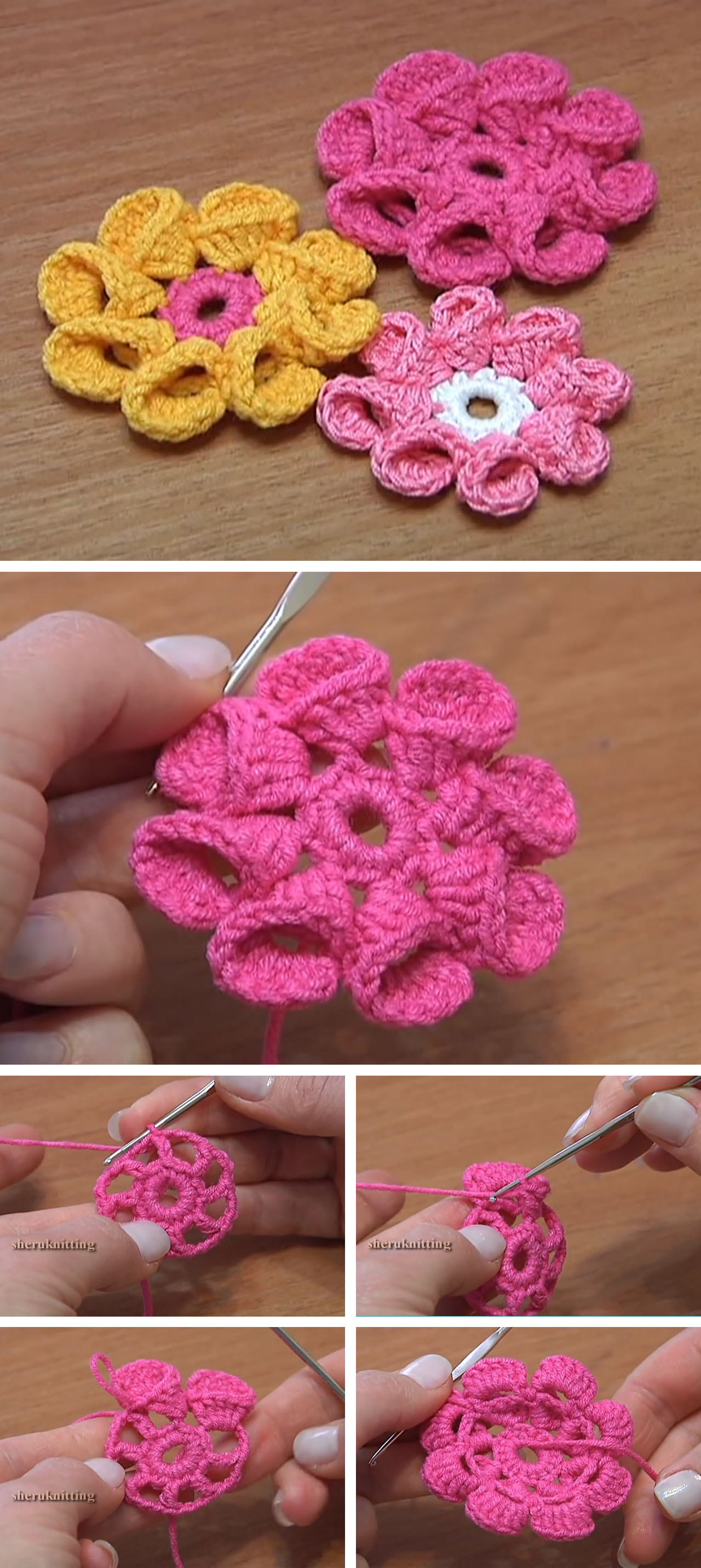8 Petals Crochet Flower Tutorial CrochetBeja
