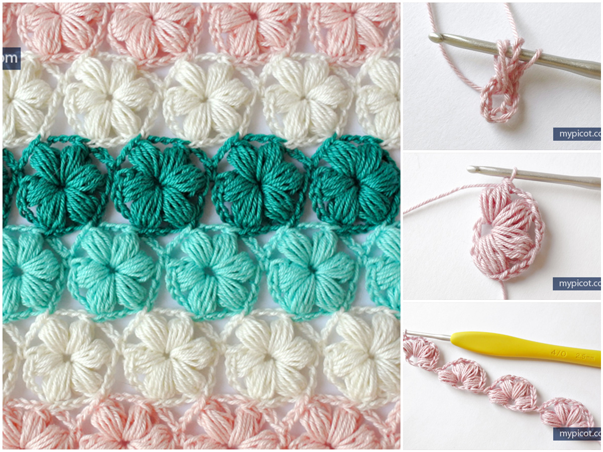 Flower Puff Stitch Crochet Free Pattern
