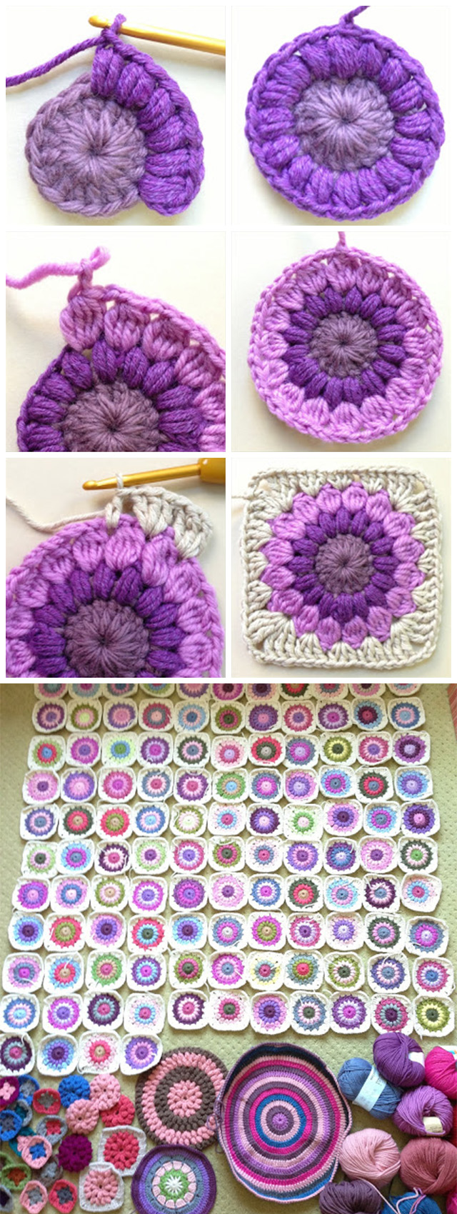 Sunburst Crochet Granny Square Pattern Tutorial