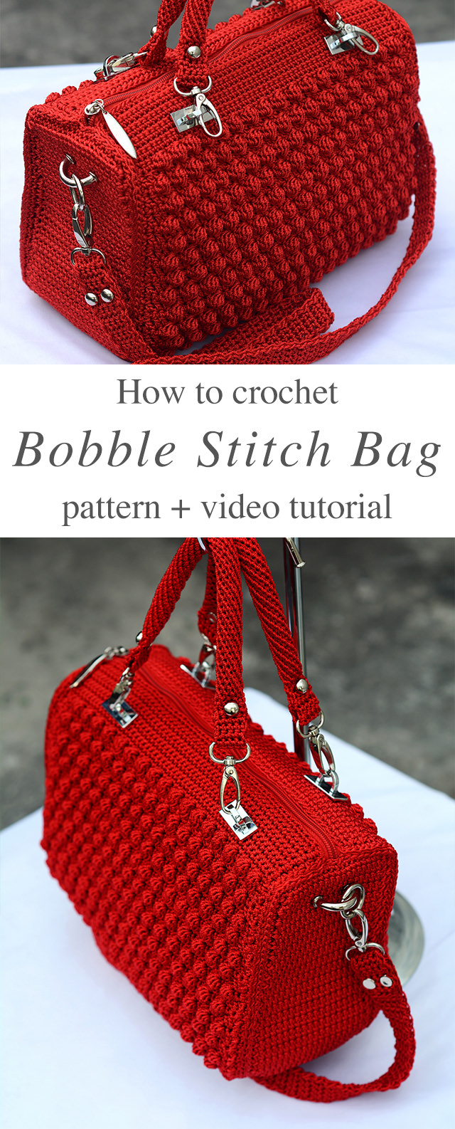 Bobble Stitch Crochet Bag Free Pattern Video Tutorial