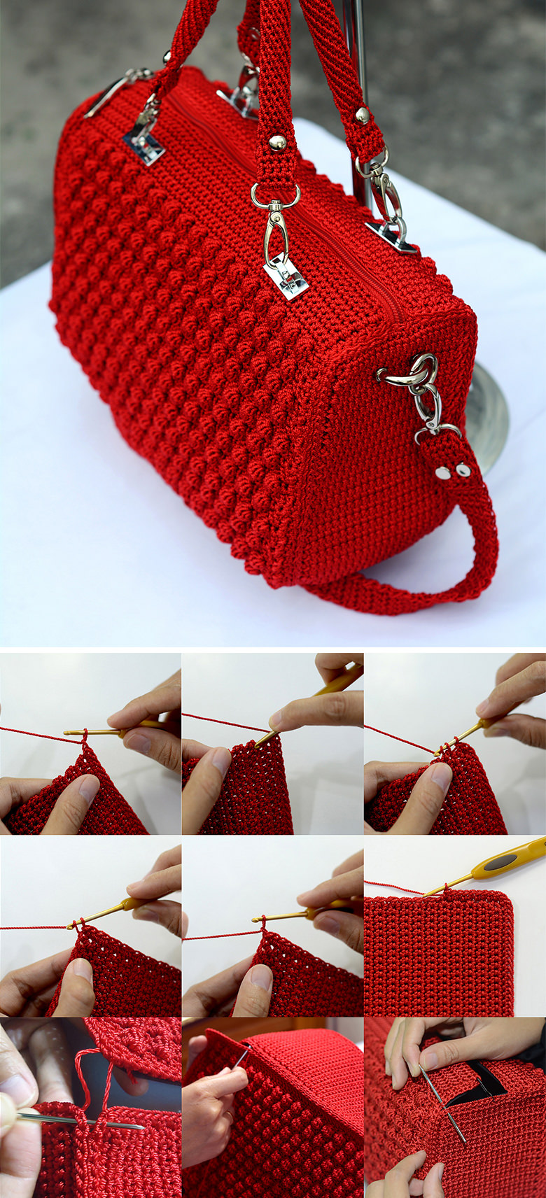 Bobble Stitch Handbag Crochet Pattern Tutorial