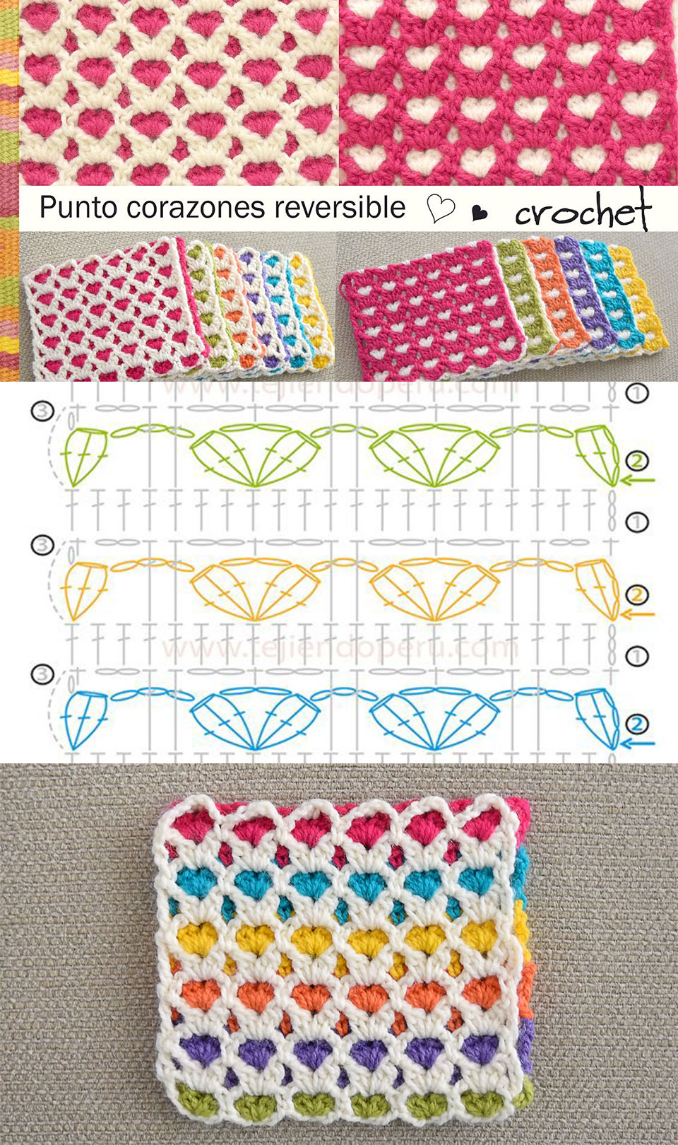 Crochet Heart Stitch Pattern Tutorial