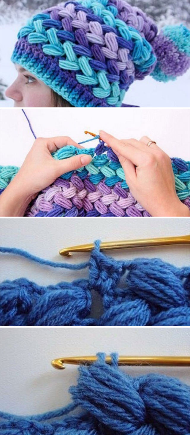 Puff Stitch Crochet Hat Free Pattern Tutorial