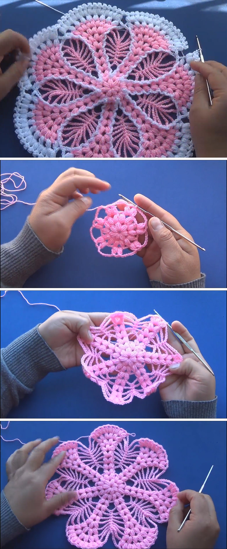 Puff Stitch Doily Crochet Pattern Tutorial