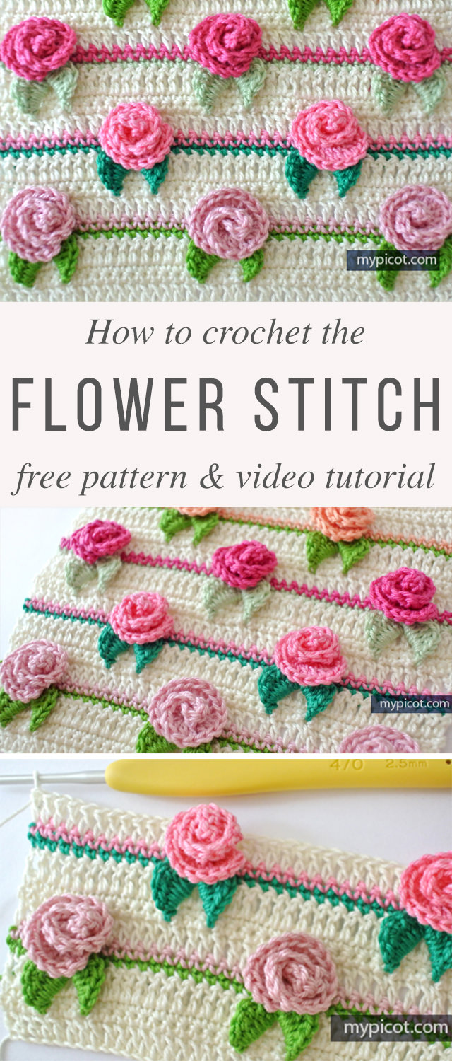 Pretty Rose Flower Stitch Crochet Pattern CrochetBeja