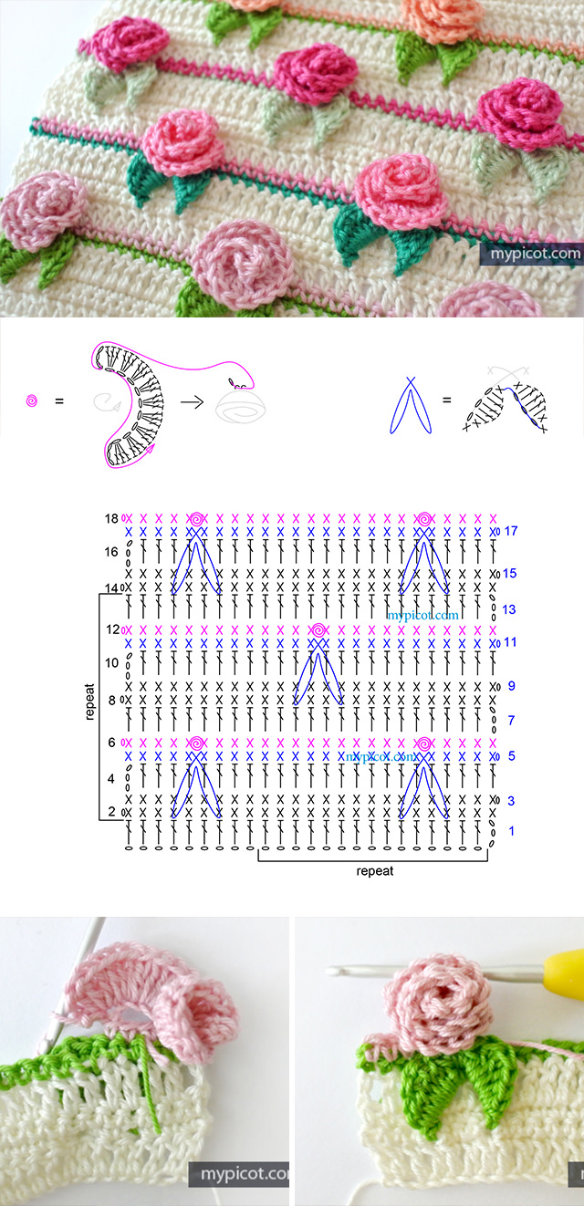 Rose Flower Stitch Crochet Pattern