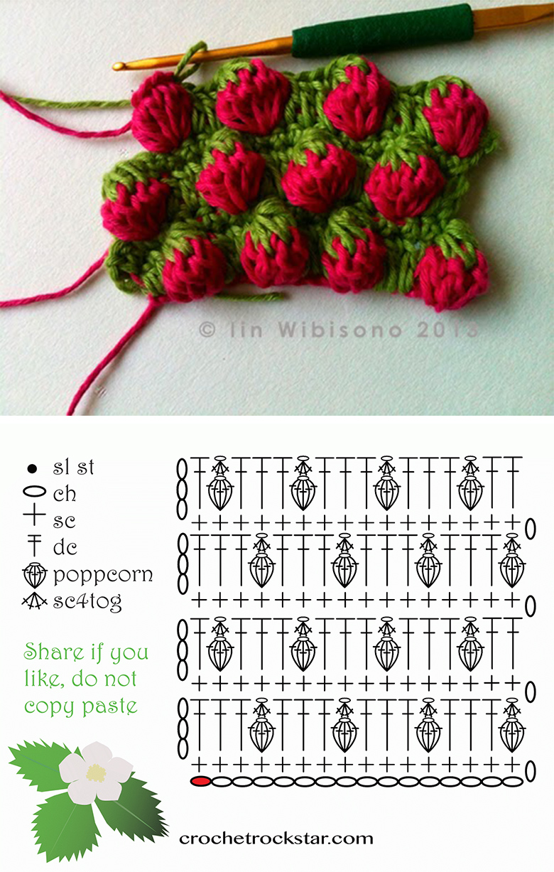 Ponto de morango crochet padrÃ£o