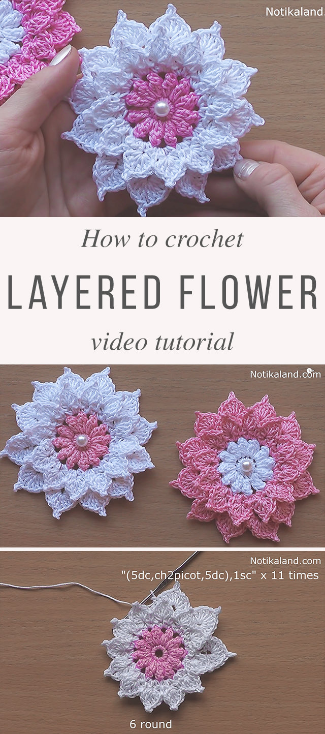 Layer 12-Petals Flower Crochet Pattern Tutorial