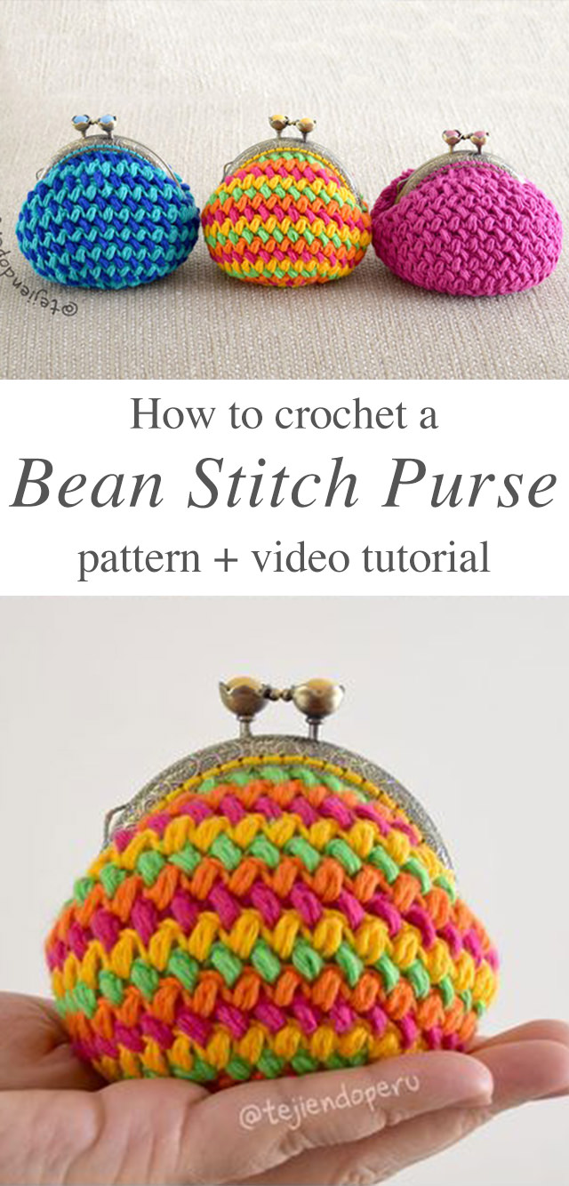 Bean Stitch Crochet Purse Free Pattern Video Tutorial
