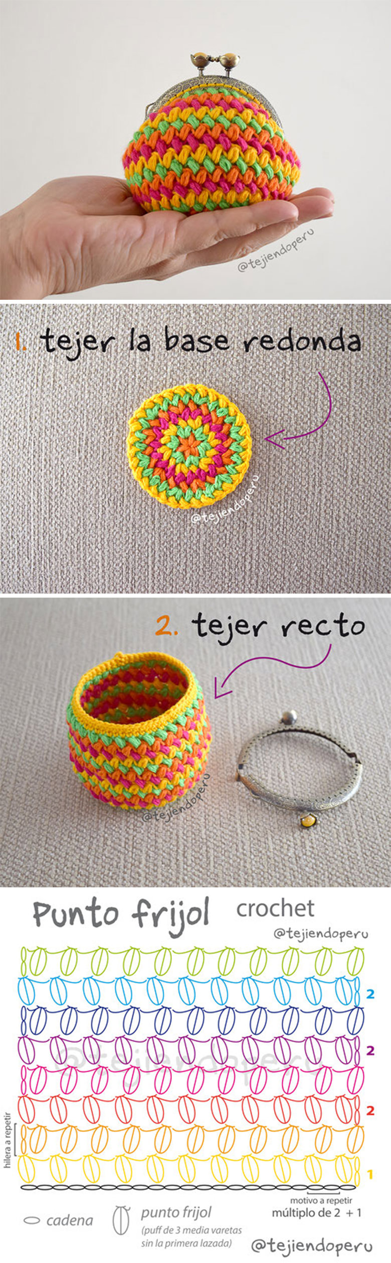 Bean Stitch Purse Crochet Pattern