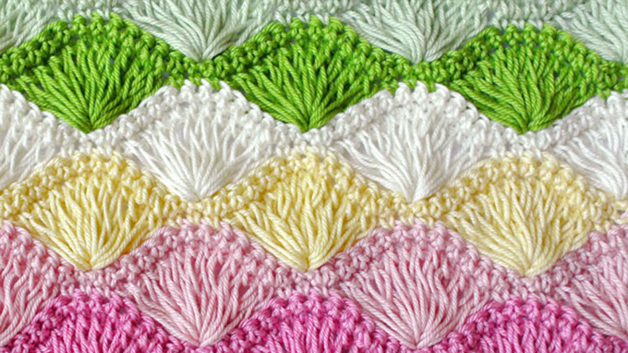 Long Fan Stitch Crochet Free Pattern Featured Image