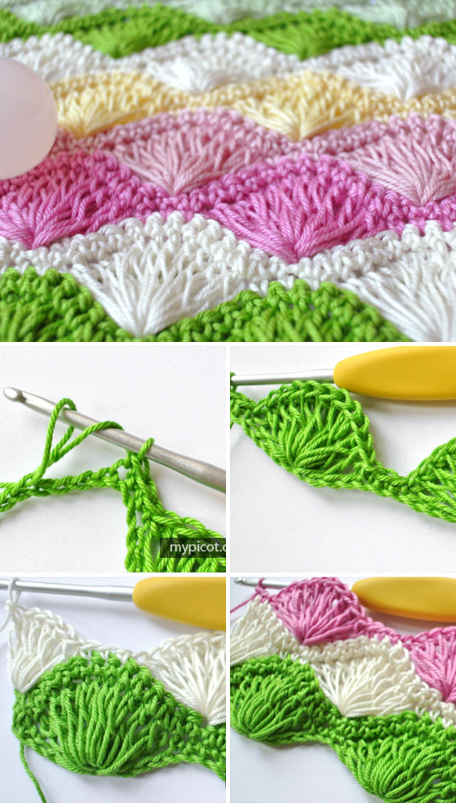 Long Fan Stitch Crochet Free Pattern Tutorial