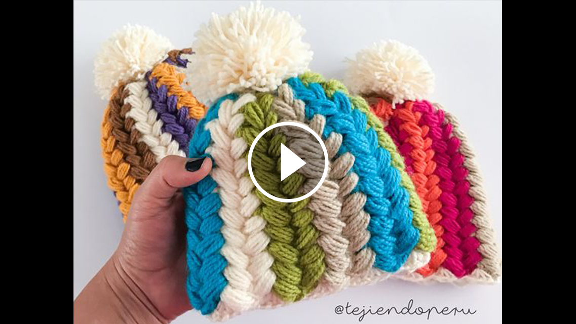 Braided Puff Stitch Crochet Hat Pattern | CrochetBeja