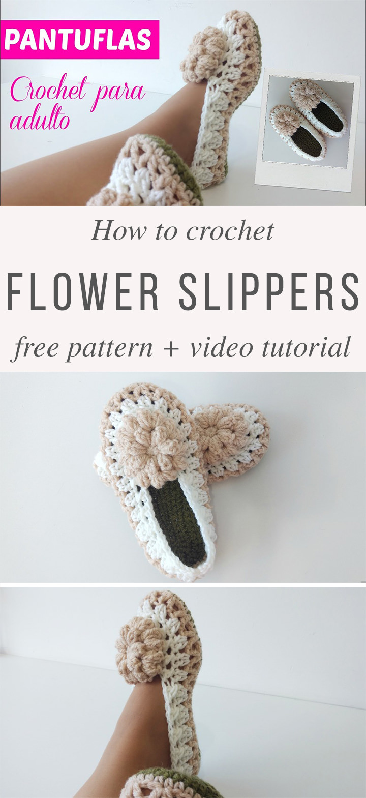 Flower Slippers Crochet Pattern Tutorial