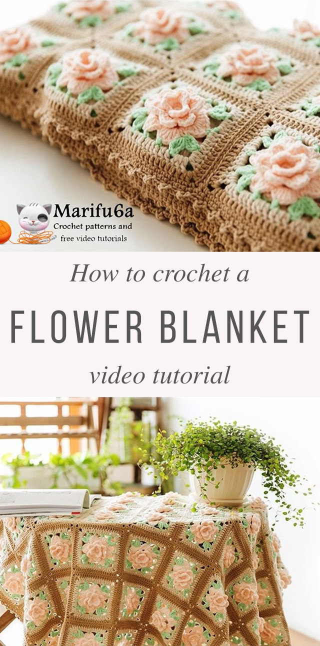 Rose Granny Blanket Crochet Pattern Tutorial