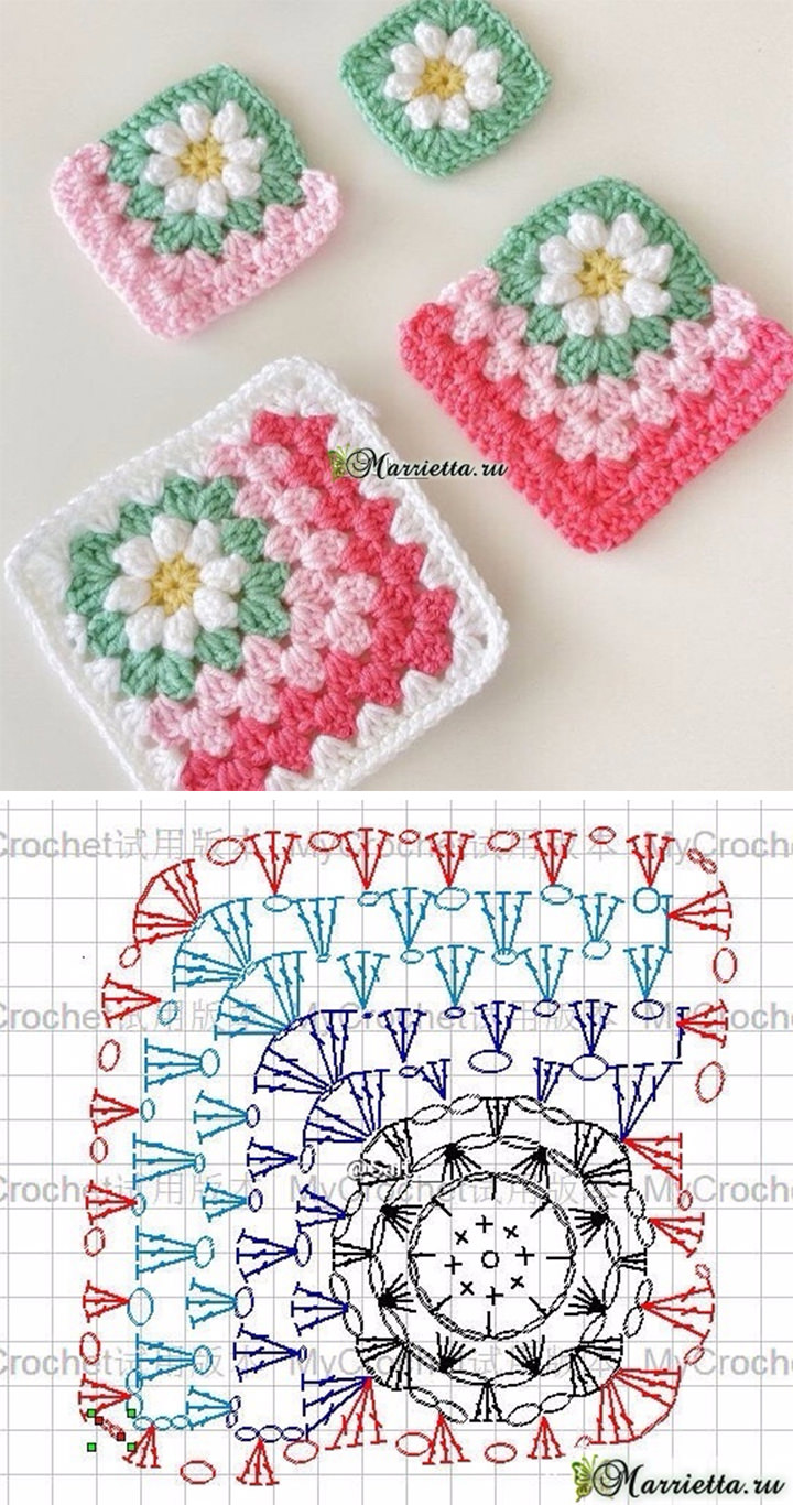 Crochet Flower Granny Square  Crochet Granny Square Tutorial