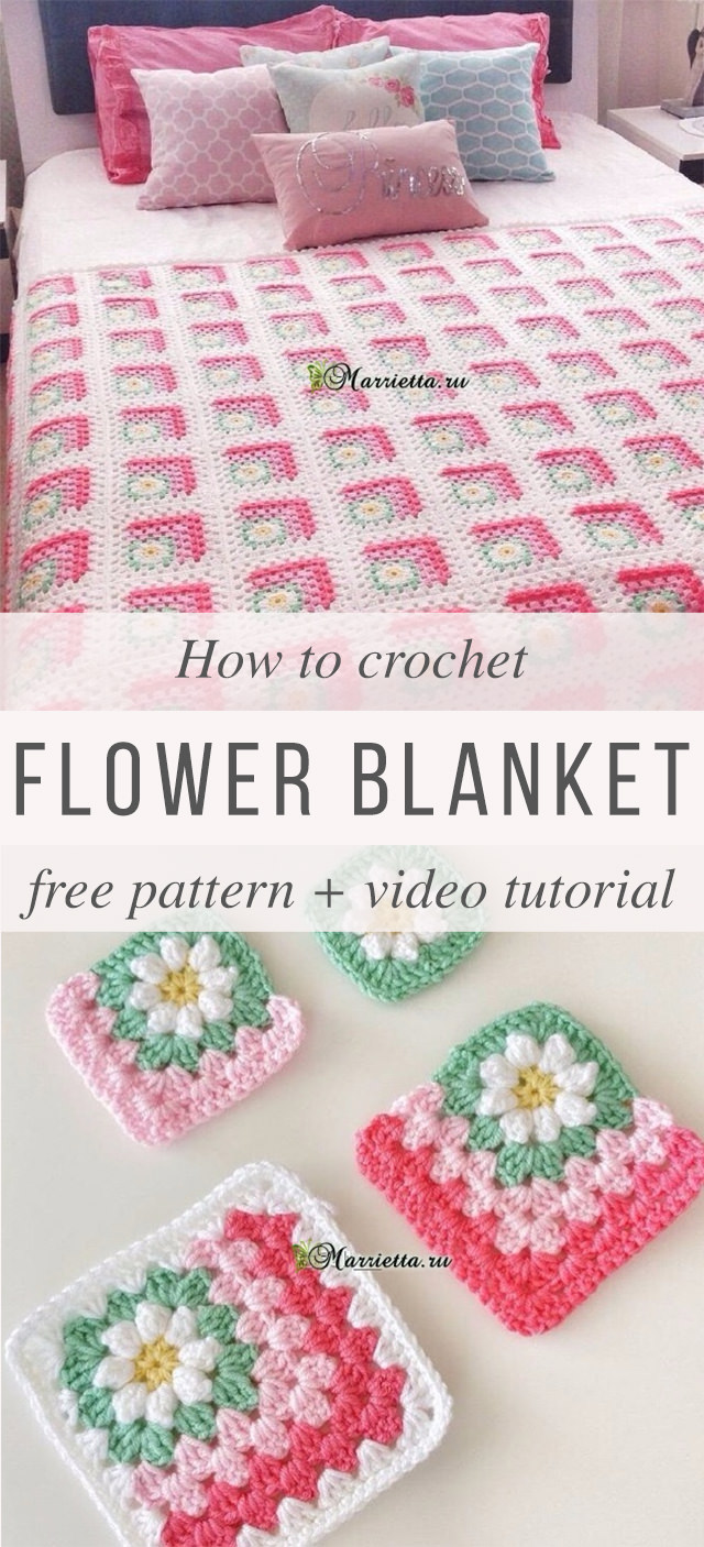 Flower Square Blanket Crochet Joining - This lovely flowers granny square blanket is the best example on what you can archive joining beautiful granny squares. Granny squares will never get outdated.