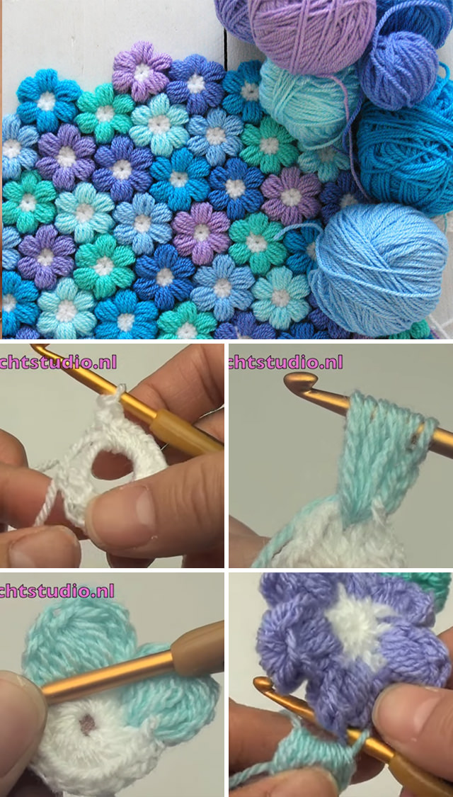 Puff Blanket Flower Crochet Pattern