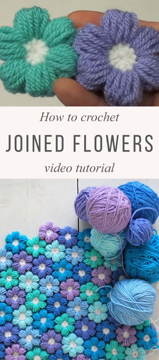 Puff Flowers Blanket Crochet Pattern