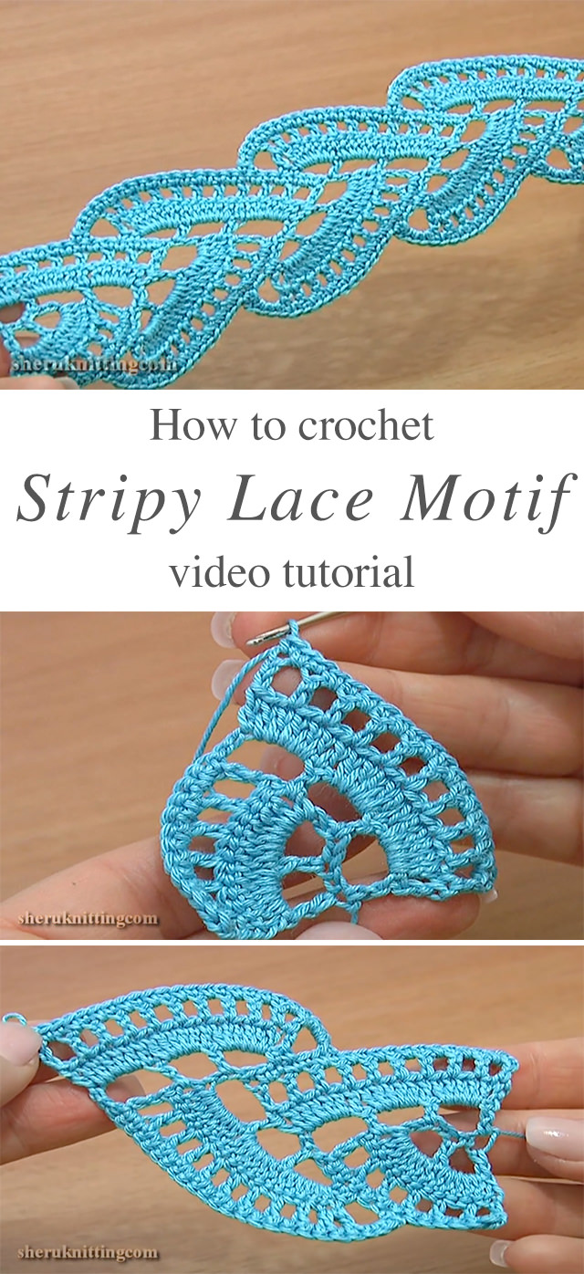 Stripy Lace Crochet Motif Free Pattern Video Tutorial