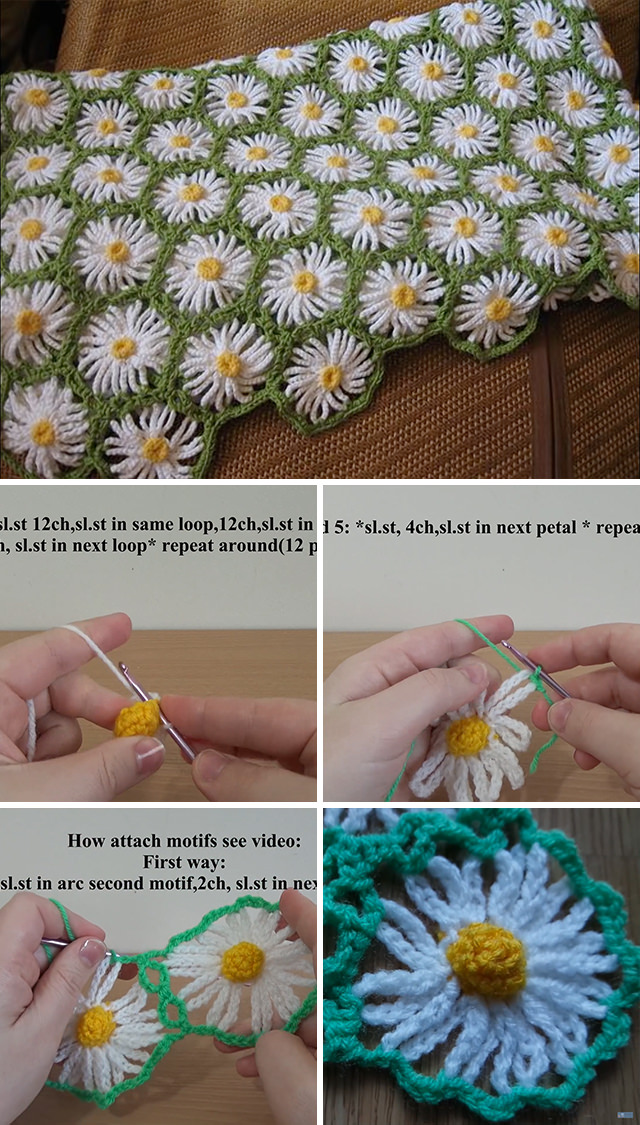 Crochet Flowers Blanket Free Pattern Tutorial