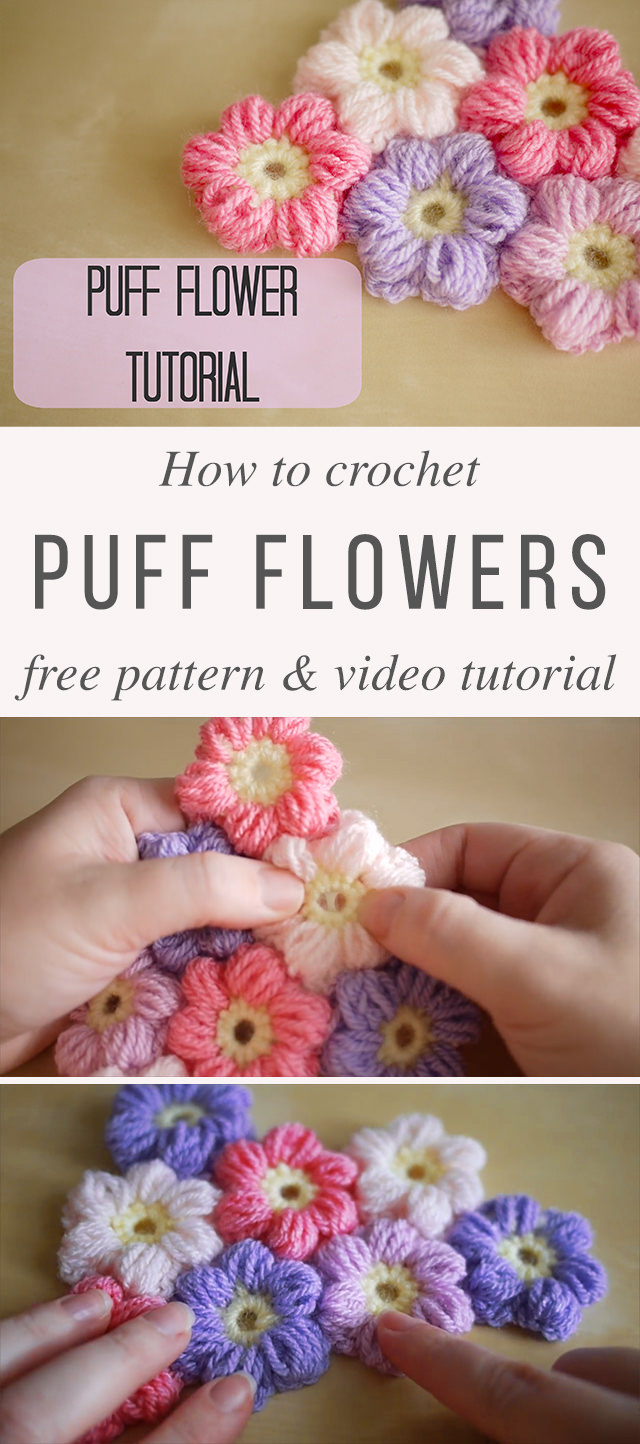 Puff Flowers Crochet Pattern Tutorial