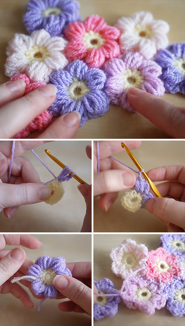 Puff Flowers Crochet Pattern