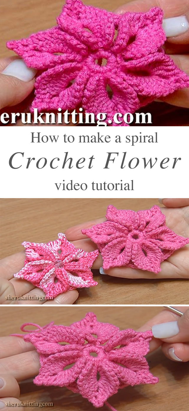 6 Petals Crochet Flower Free Pattern Video Tutorial