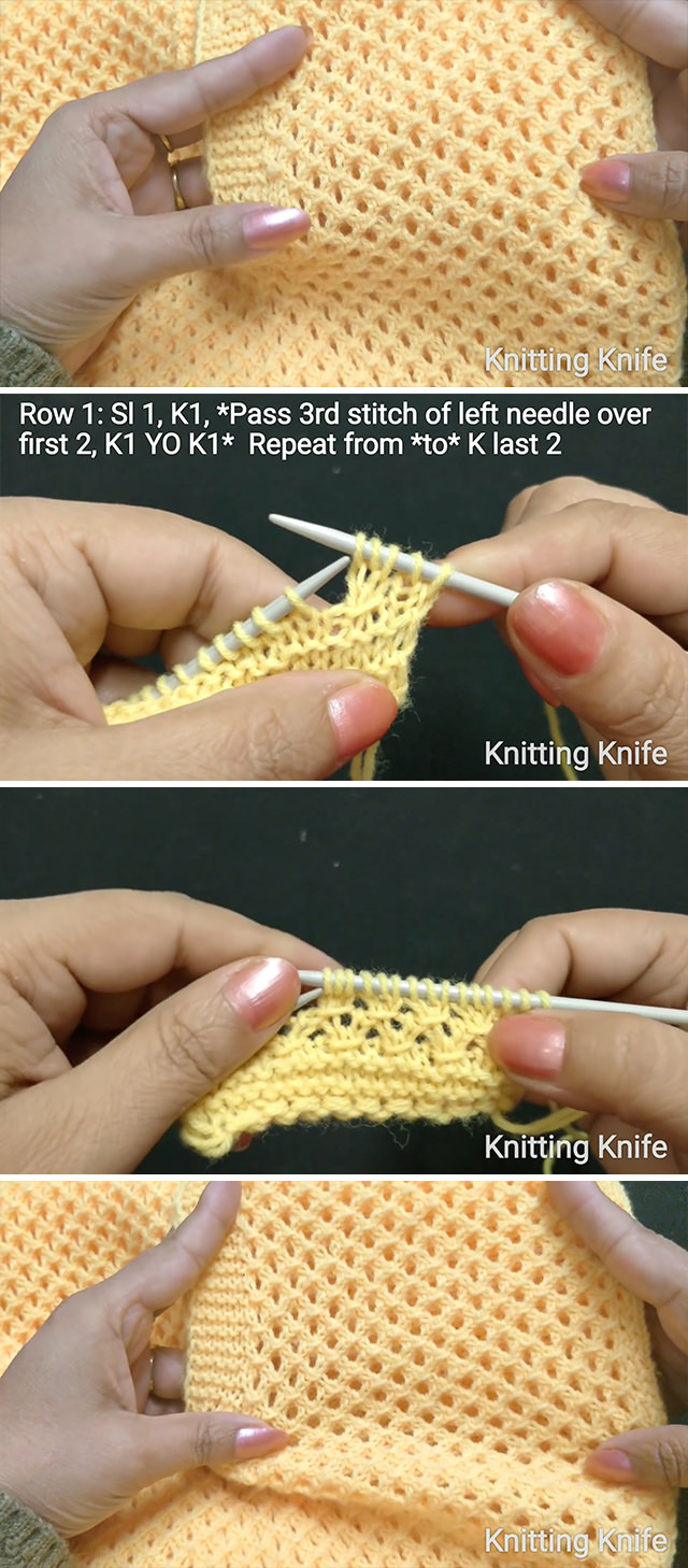 Lovely Mesh Stitch Knitting Pattern - CrochetBeja