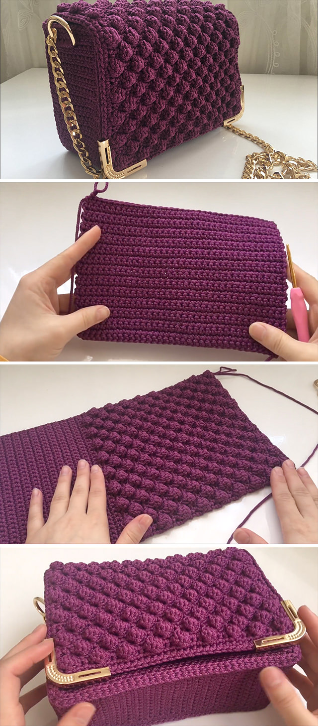 Crochet Popcorn Stitch Bag