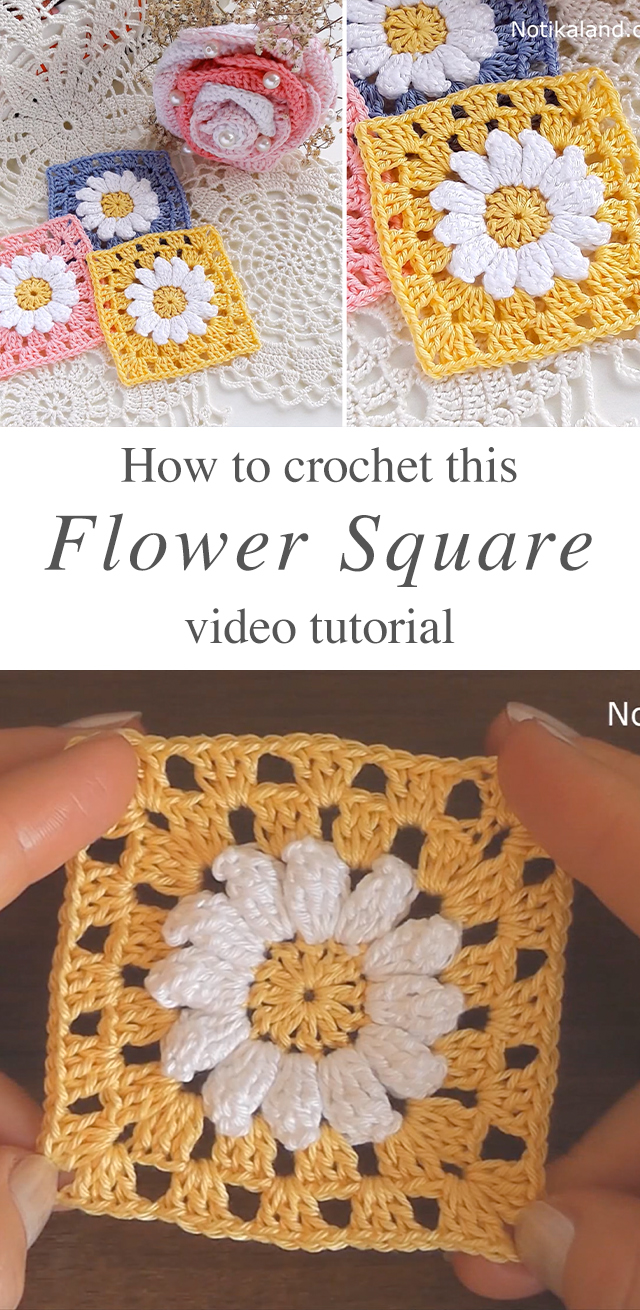 Crochet Flower Square - This crochet flower square is an iconic and popular motifs in crochet. It is one in which you can use as many unique styles, colors and stitches as you can.