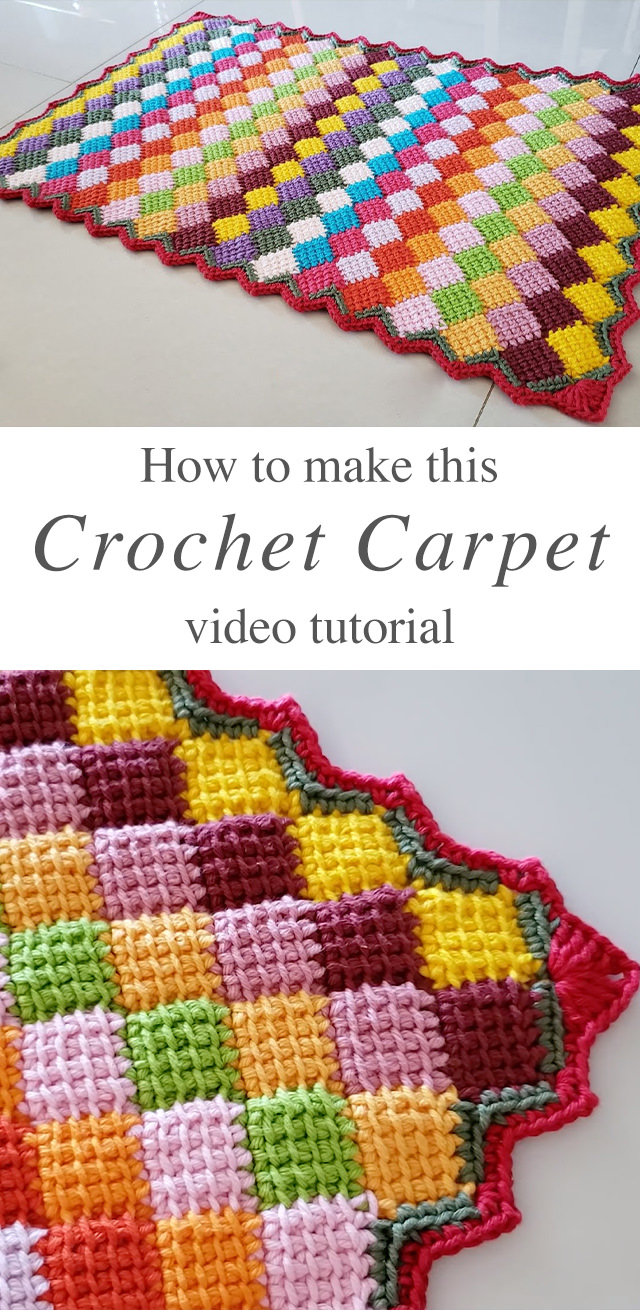 Crochet Carpet - This video tutorial covers how to crochet carpet using all of the thread leftovers you have saved over your period of crocheting!