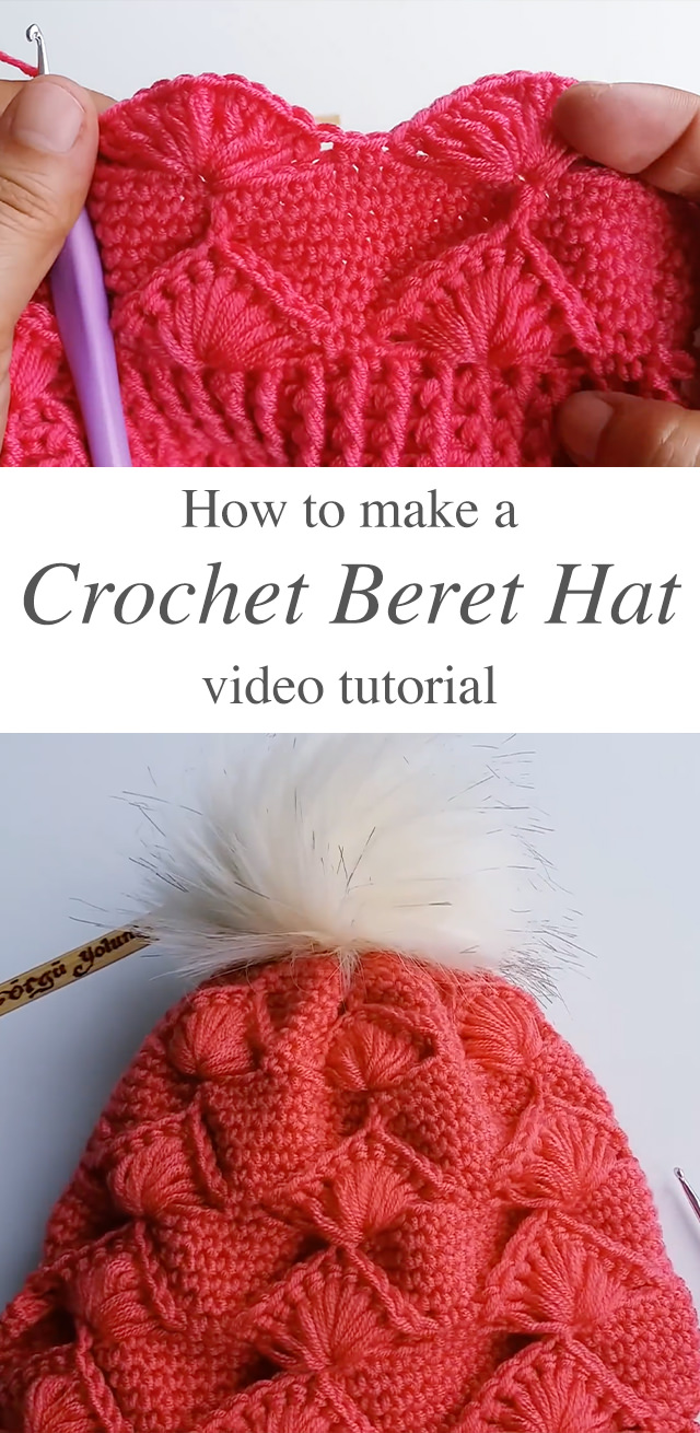 Crochet Hinged Eyeline Beret - This video tutorial covers how to create a beautiful crochet hinged eyeline pattern beret hat. You can make a unisex fashionable crochet beret for anyone.