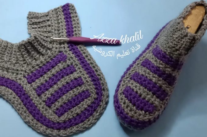 Crochet Slipper Socks Featured Image - Learn how to make this beautiful crochet slipper socks! These elegant slipper socks are common footwear and are traditionally heavily embroidered in many colourful decorations.