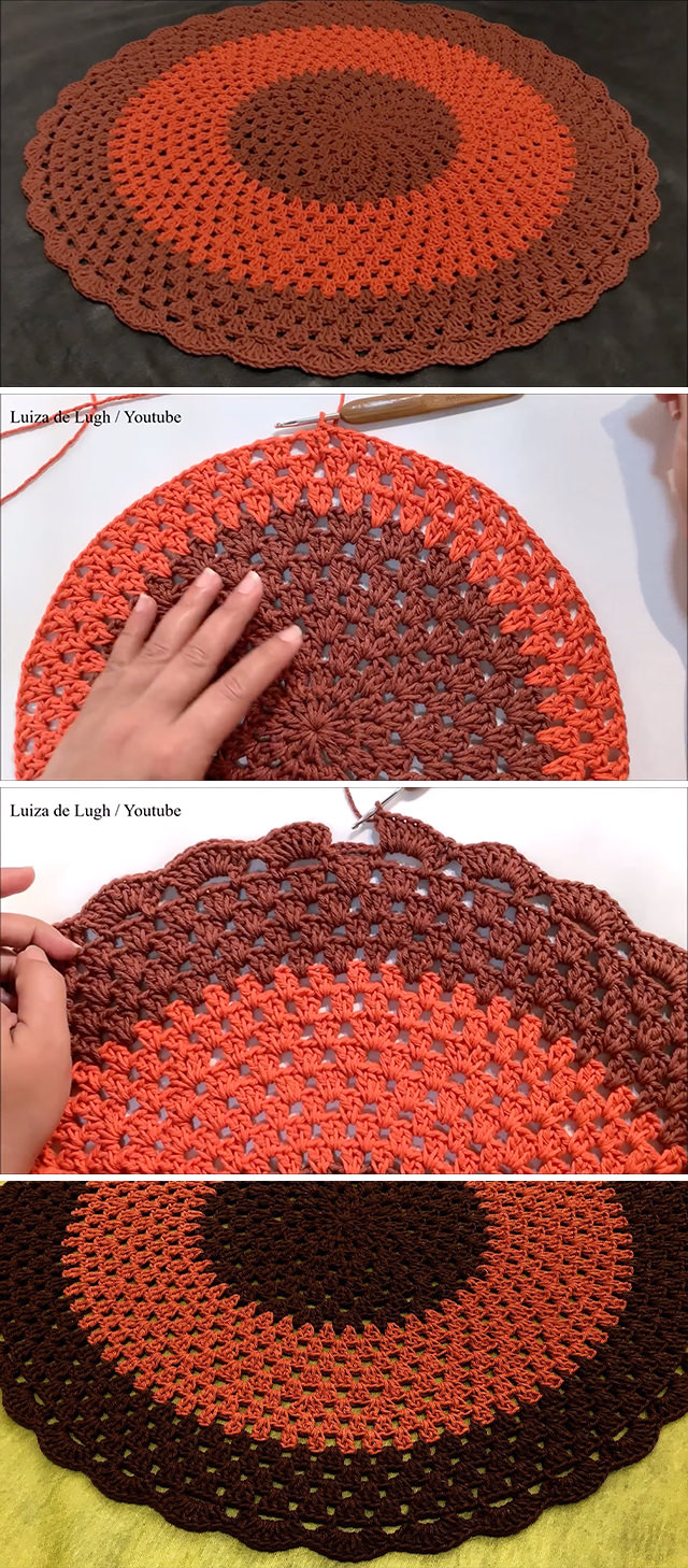 Round Rug - Learn how to work this useful and lovely petite crochet round rug by watching this free video tutorial! Keep reading for tips on how to master the techniques of this great rug.