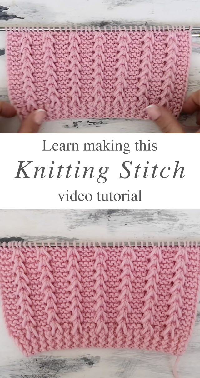 Knitting V Stitch - Learn how to work this lovely knitting V stitch for a sweater or cardigan by watching this tutorial! Keep reading for tips on how to make this beautiful knitting stitch.