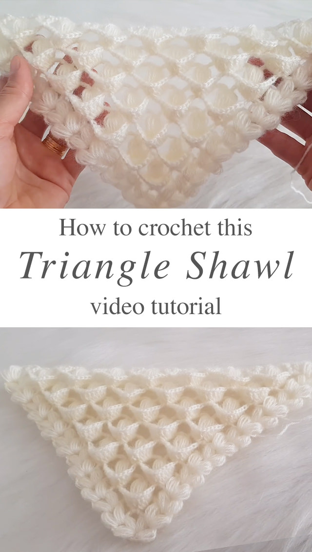 Triangle Shawl Crochet Pattern - This video tutorial will walk you through the beautiful triangle shawl crochet pattern and how to use it for a shawl or any other elegant crochet pattern!