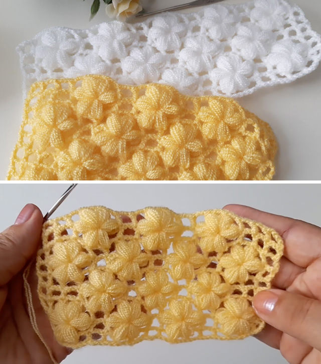 Crochet Braid Puff Flowers Sided - Watch this tutorial to learn the crochet braid puff stitch! This crochet puff flower pattern has the most interesting texture I have encountered!