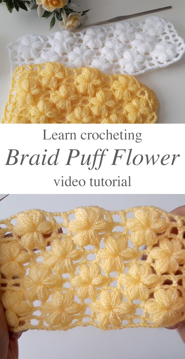 Crochet Braid Puff Stitch Flower