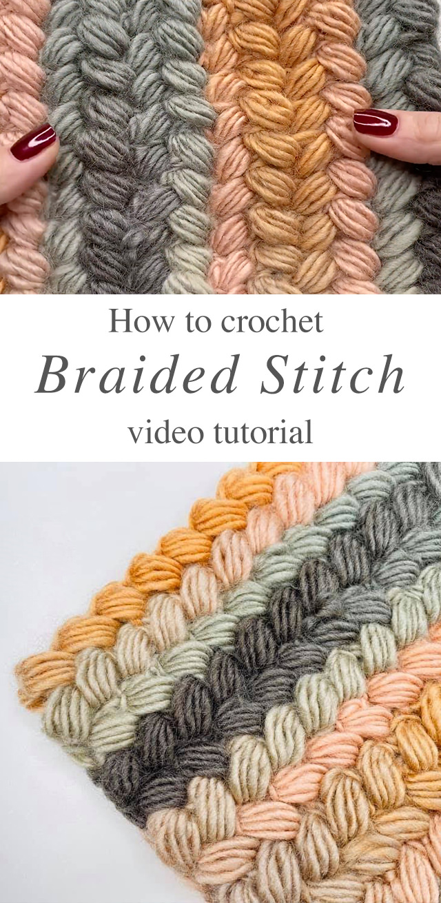 Crochet Braided Stitch - Watch this tutorial to learn crochet braided stitch! This beautiful stitch resembles a braid and it's a easy stitch in comparison to others we tried before.