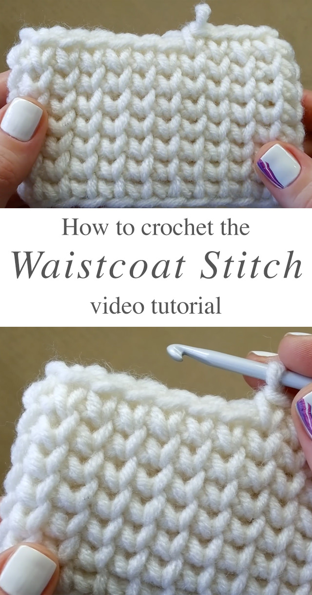 Crochet Waistcoat Stitch - Learn how to make the beautiful crochet waistcoat stitch. This stitch is wonderful for beginner crocheters because it uses mostly the single crochet.