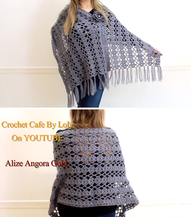 Rectangular Crochet Shawl Sided - Watch this video tutorial to learn how to make this stunning crochet rectangle shawl. This shawl has a unique pattern and beautiful hanging threads.