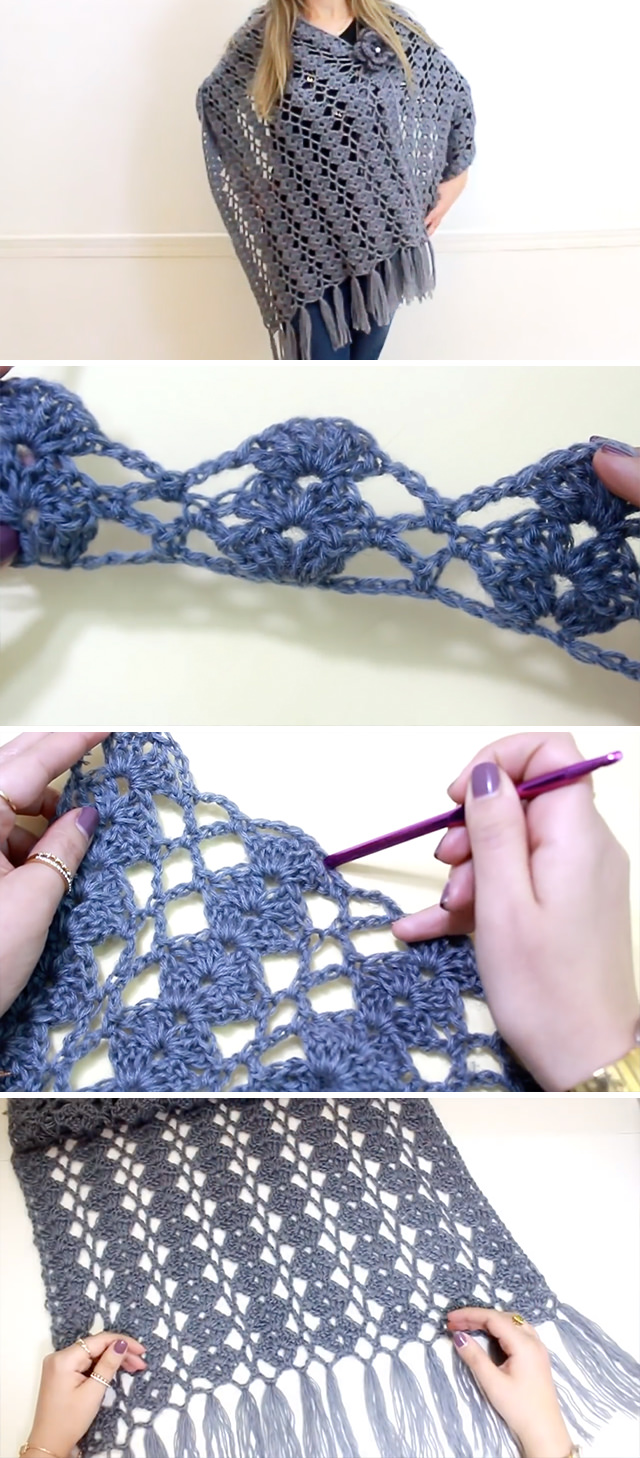 Rectangular Crochet Shawl - Watch this video tutorial to learn how to make this stunning crochet rectangle shawl. This shawl has a unique pattern and beautiful hanging threads.